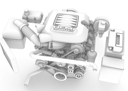 6.4 liter V8 petrol engine. Resin kit, scale 1/24