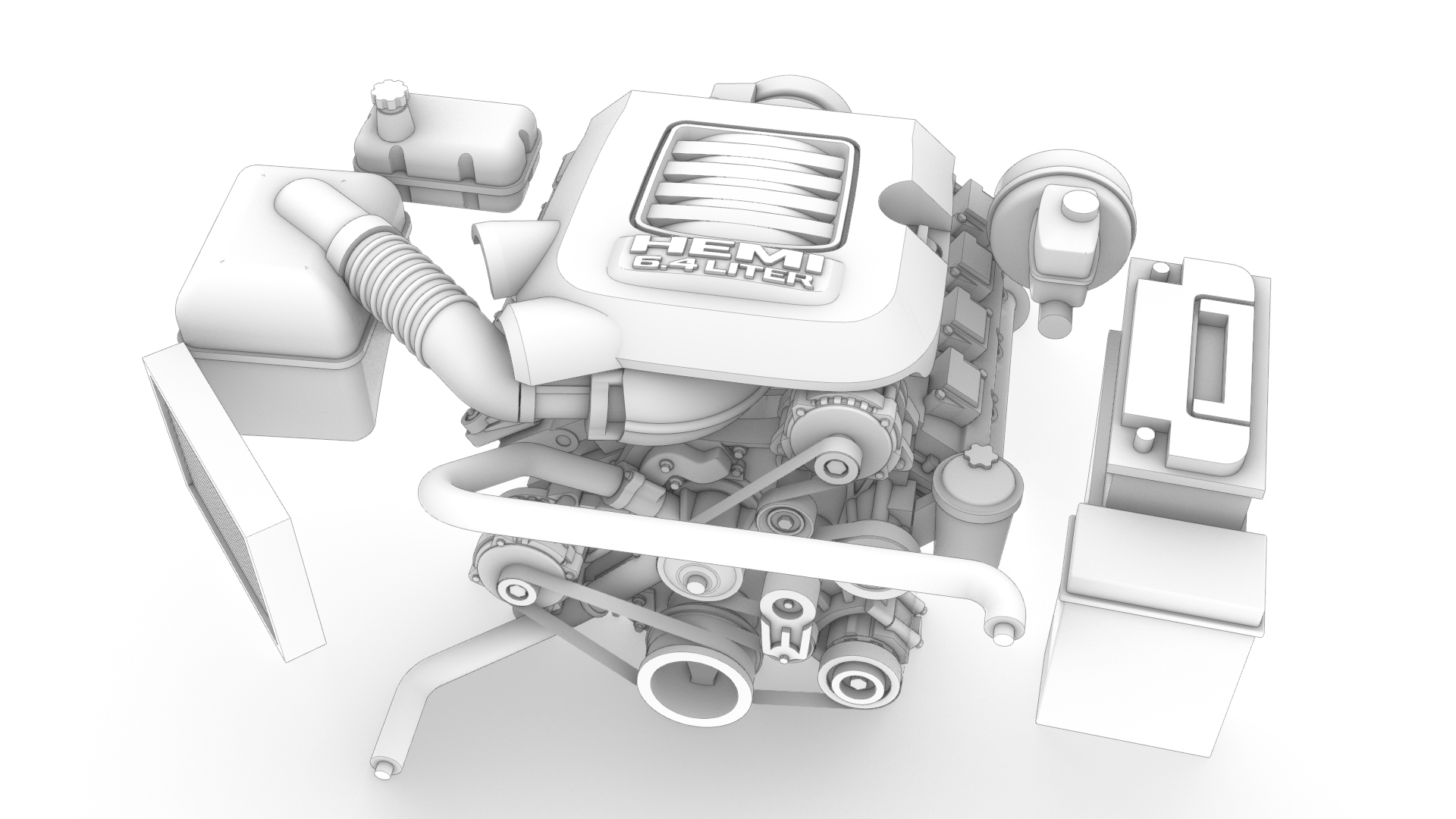 6.4 liter V8 petrol engine. Resin kit, scale 1/24