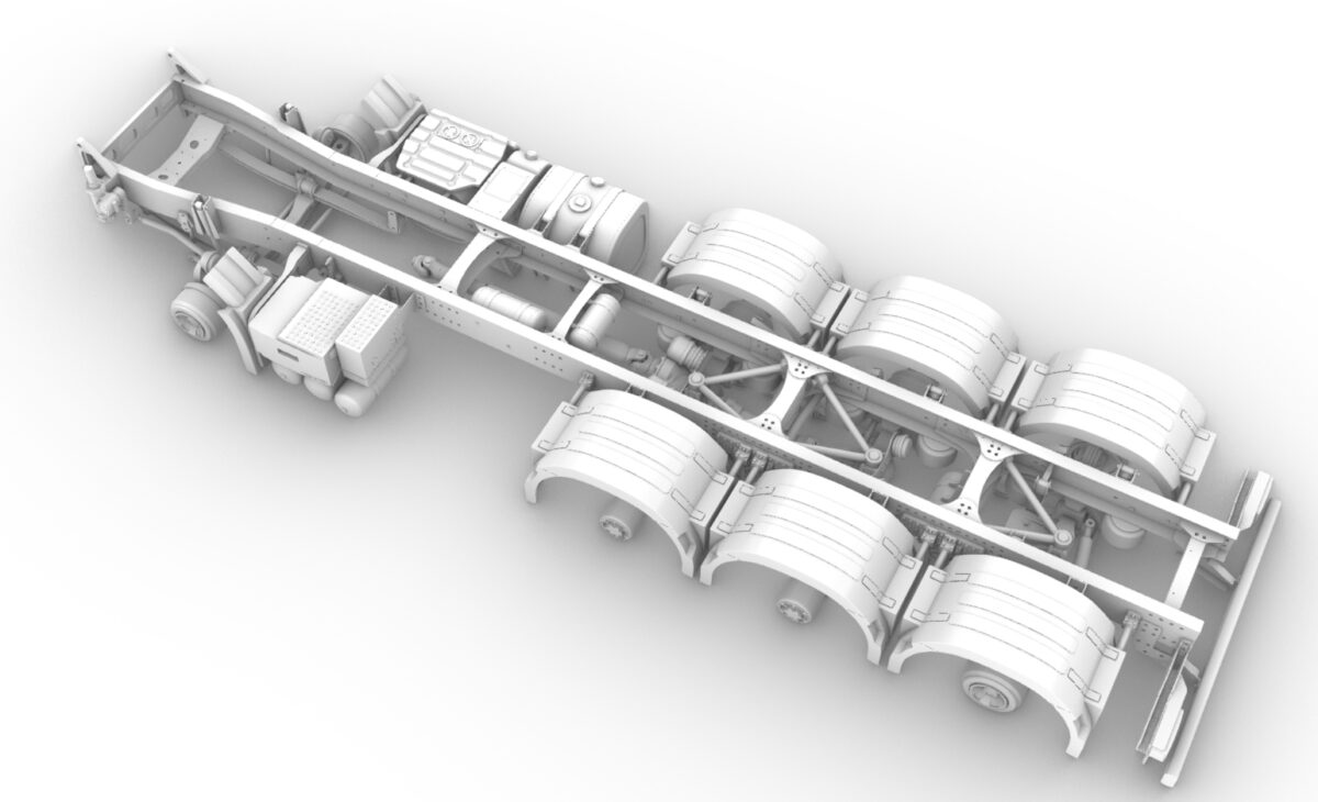 8x4 tridem chassis for Swedish construction truck
