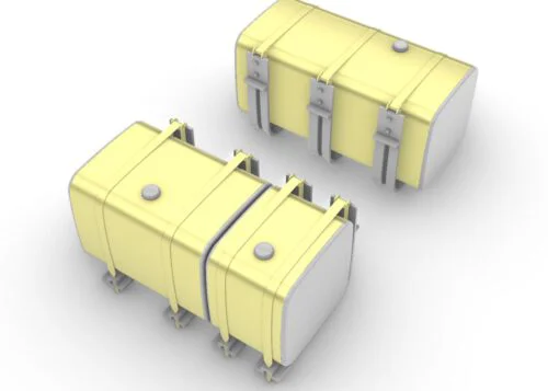 Square fuel and AdBlue tanks. Scale 1/24