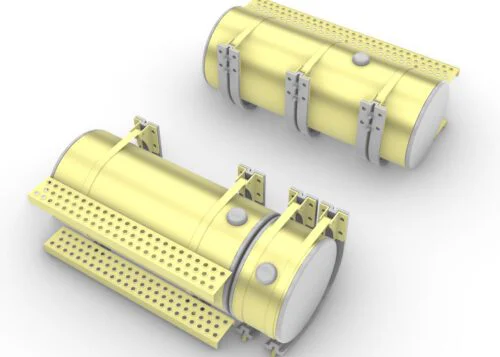 Round fuel and AdBlue tanks with steps. Scale 1/24